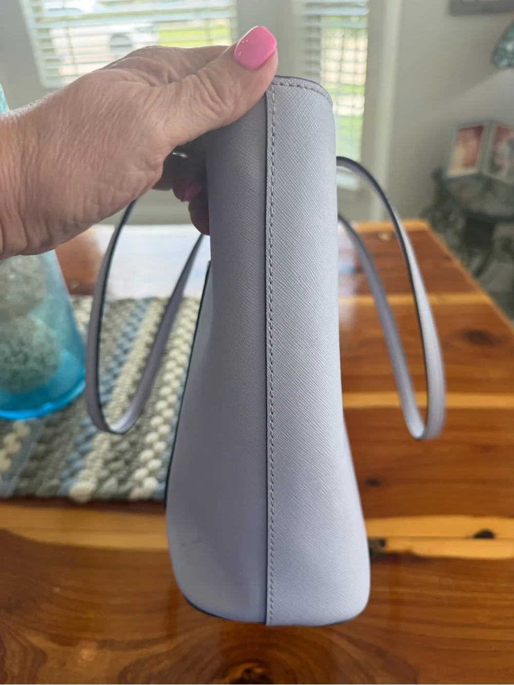 Tory Burch Lavender Saffiano Leather Tote with Removable Strap